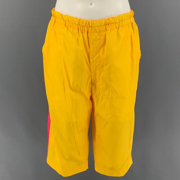 COMME des GARCONS SHIRT Size S Yellow Pink Stripe Polyamide Shorts - Picture 1 of 1
